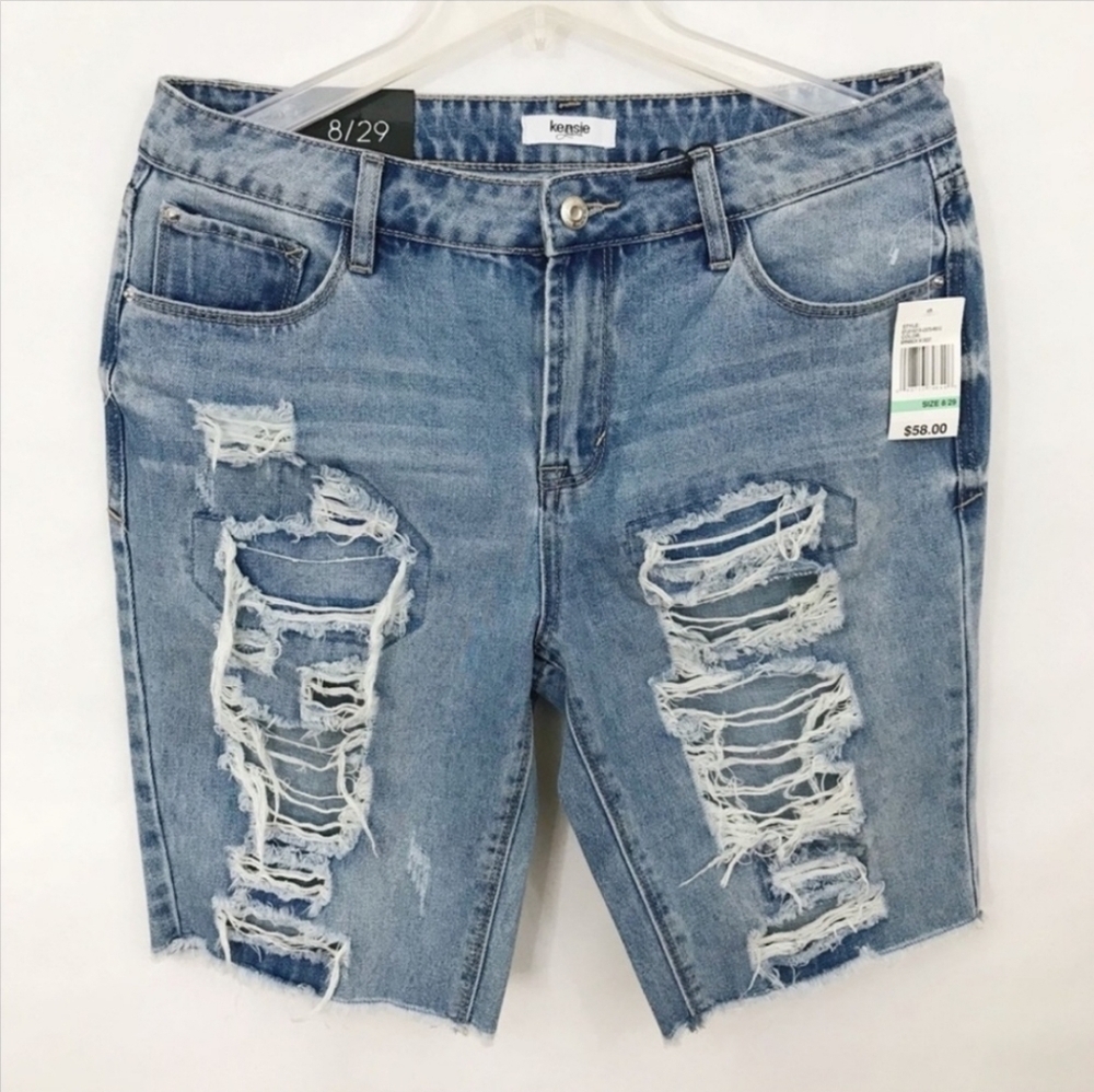 NWT | Kensie Distressed Bermuda Shorts - 8